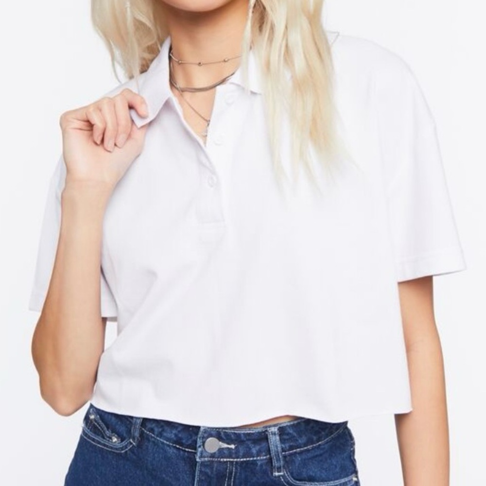 Forever 21 • Cropped Polo Shirt • White
